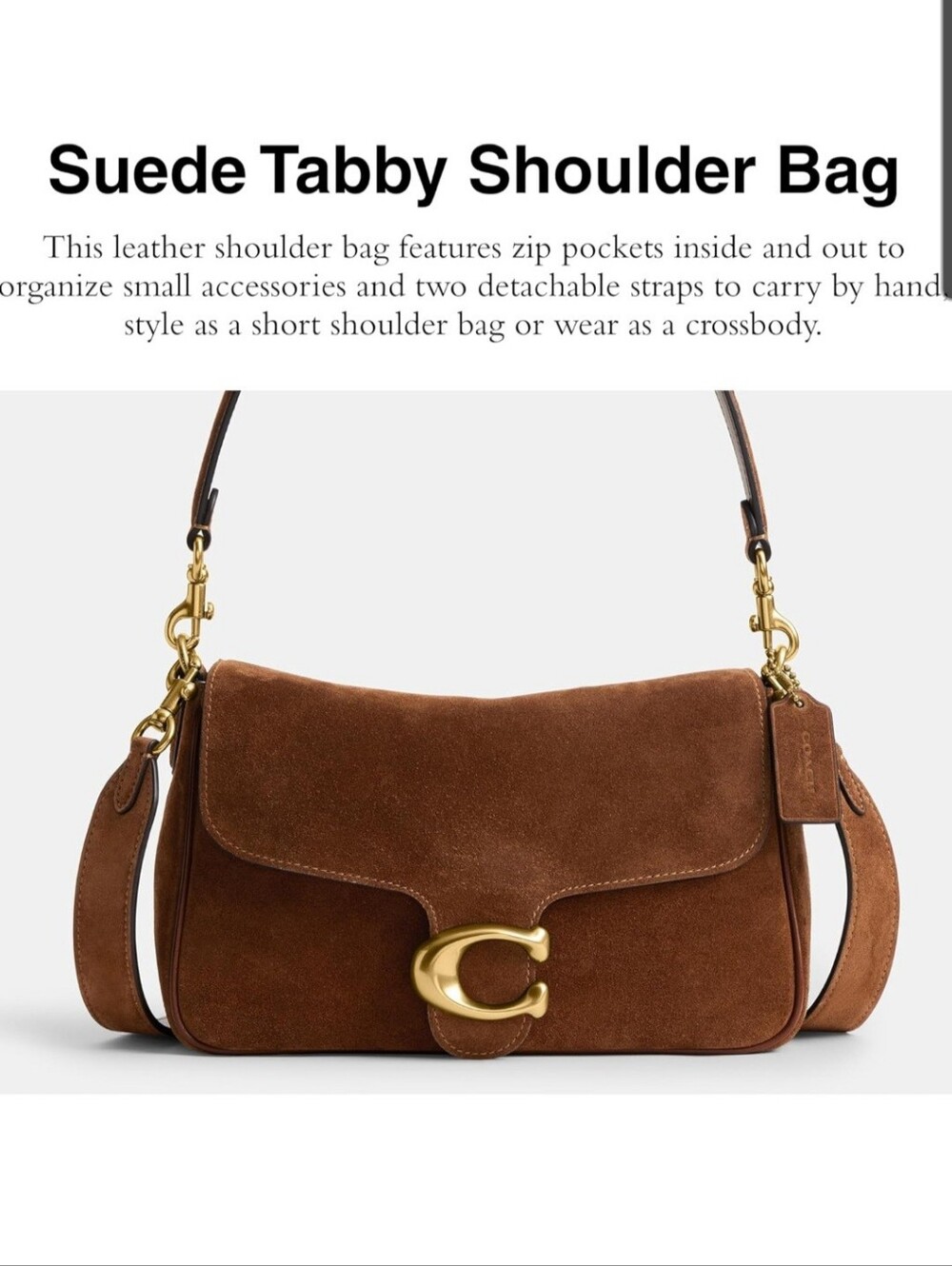 Coach Soft Tabby Bag in Warm Brown Suede - Women' Shoulder Bag
